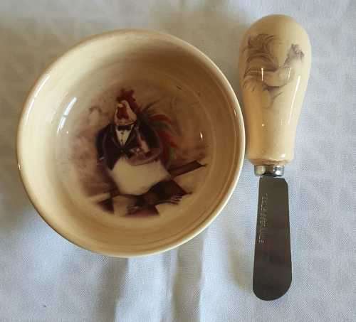 William James Butter Dish and Butter Knife - Marked