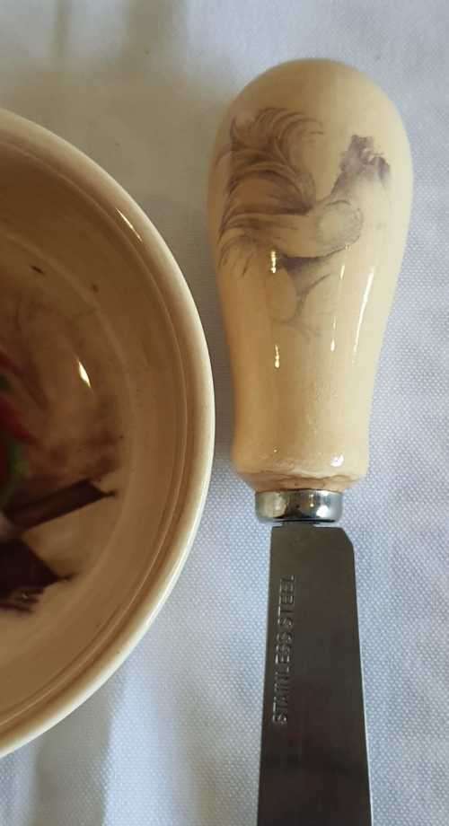 William James Butter Dish and Butter Knife - Marked