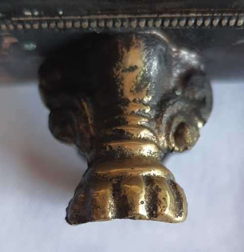 Vintage Bronzed Tinplate Incense Burner with Highly detailed Brass Elephant Legs and Medallions