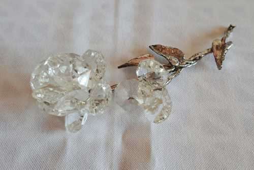 Gorgeous Glass Rose with Metal Stem and Leaves