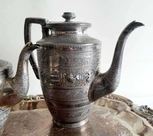 Phenomenal Sheffield S/P Tea & Coffee Set with 3.2kg Footed Tray - Needs some Elbow Grease