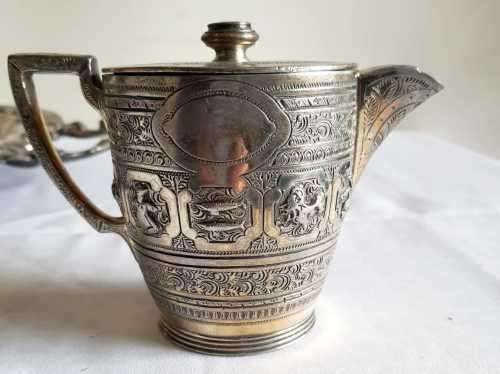 Phenomenal Sheffield S/P Tea & Coffee Set with 3.2kg Footed Tray - Needs some Elbow Grease