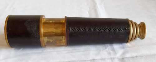Extending Brass & Leather Telescope in Brass Bound Wooden Box - Marked Ross London