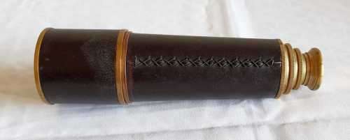 Extending Brass & Leather Telescope in Brass Bound Wooden Box - Marked Ross London
