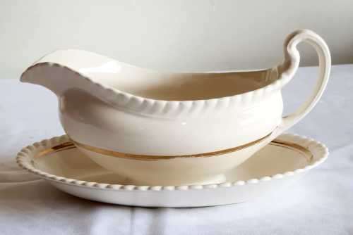 Old English Johnson Bros. Gravy Boat & Drip Plate - Marked