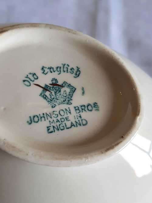 Old English Johnson Bros. Gravy Boat & Drip Plate - Marked