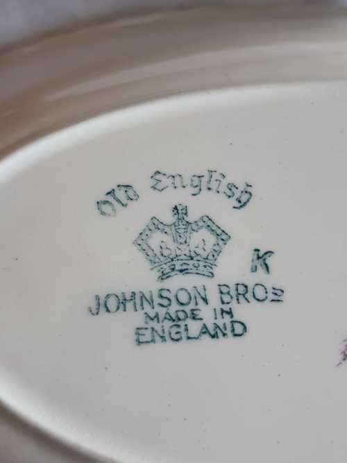 Old English Johnson Bros. Gravy Boat & Drip Plate - Marked