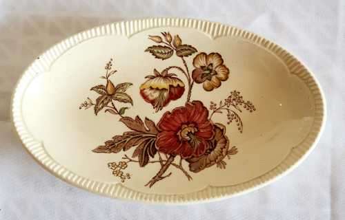 Vintage Clarice Cliff Georgian Spray Pattern Gravy Boat and Drip Plate - Marked