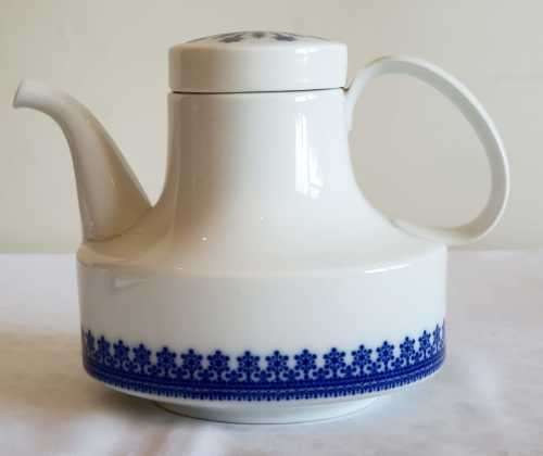 Vintage Rosenthal Studio Linie Porcelain Porcelain Tea Pot with Cobalt Blue Trim - Marked