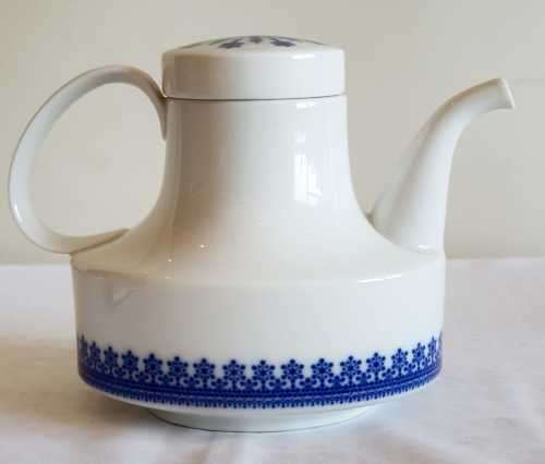 Vintage Rosenthal Studio Linie Porcelain Porcelain Tea Pot with Cobalt Blue Trim - Marked