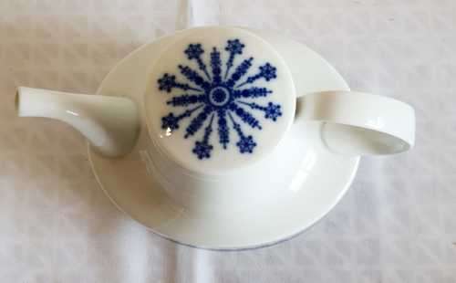 Vintage Rosenthal Studio Linie Porcelain Porcelain Tea Pot with Cobalt Blue Trim - Marked
