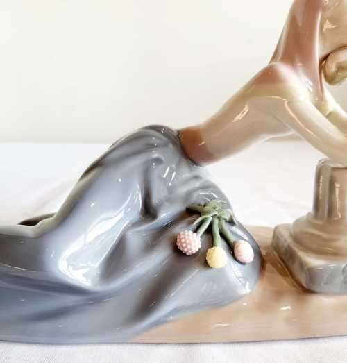 Llard Porcelain Sculpture "Dolores Dahlia Hand Maiden" by Artist Fulgecio - Signed - Dated 1974