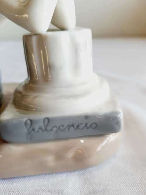 Llard Porcelain Sculpture "Dolores Dahlia Hand Maiden" by Artist Fulgecio - Signed - Dated 1974