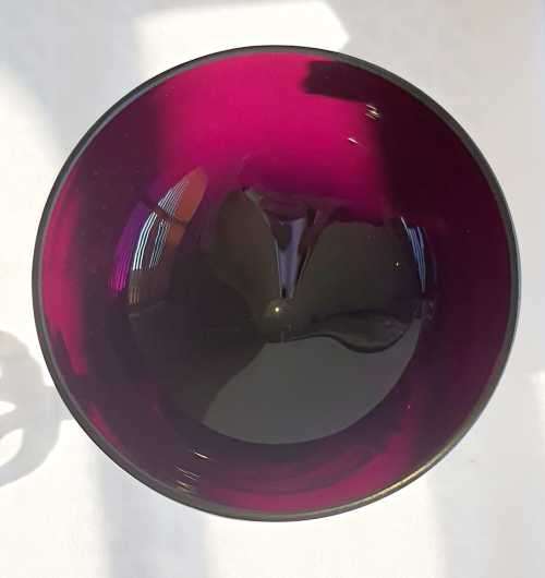 Exquisite Hand Blown Polish Jozefina Sculpture/Artwork  - Amethyst Coloured Bowl with Twisted Stem