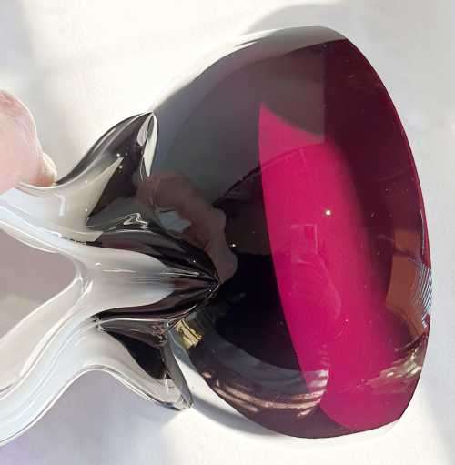 Exquisite Hand Blown Polish Jozefina Sculpture/Artwork  - Amethyst Coloured Bowl with Twisted Stem