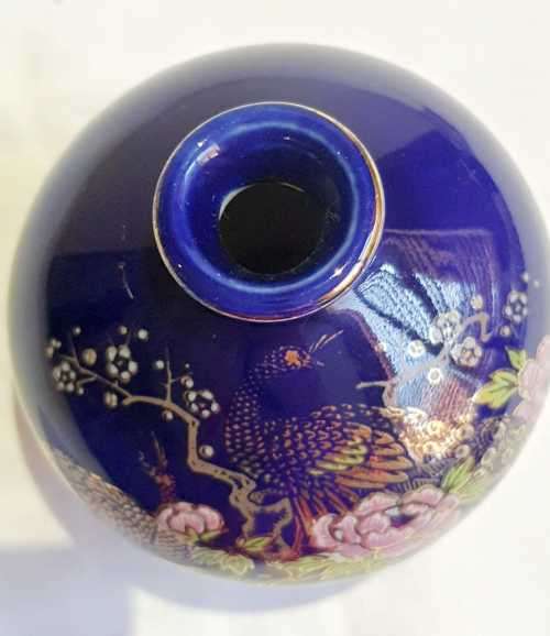 Magnificent Cobalt Blue Porcelain Bud Vase in the Cloisonne Style