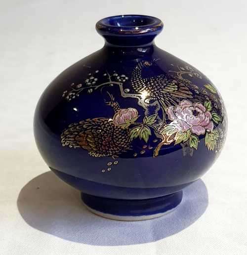 Magnificent Cobalt Blue Porcelain Bud Vase in the Cloisonne Style