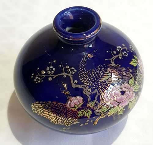 Magnificent Cobalt Blue Porcelain Bud Vase in the Cloisonne Style