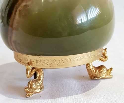 Rare Solid Heavy Marble Table Lighter with Music Box (working) plus Matching Marble Ashtray