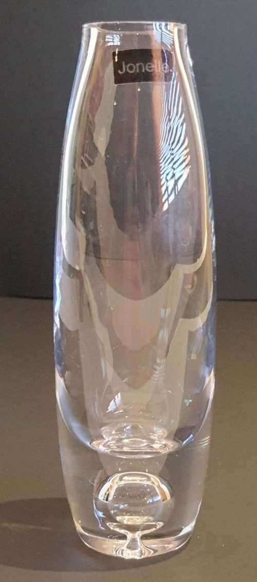 Exquisite Hand Blown Jonelle Tapering Glass Vase with Bubble in Base - Marked