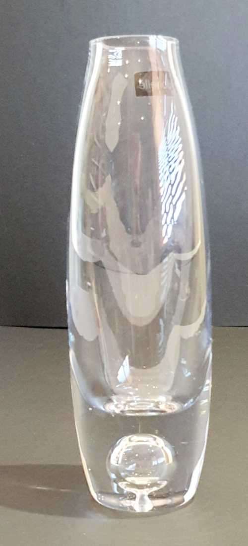 Exquisite Hand Blown Jonelle Tapering Glass Vase with Bubble in Base - Marked
