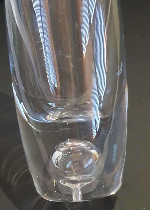 Exquisite Hand Blown Jonelle Tapering Glass Vase with Bubble in Base - Marked