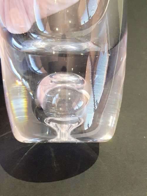 Exquisite Hand Blown Jonelle Tapering Glass Vase with Bubble in Base - Marked