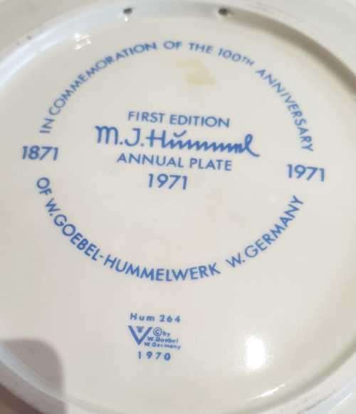1st Edition MJ Hummel of W Goebel, West Germany, 100th Anniversary Plate - Signed and Marked