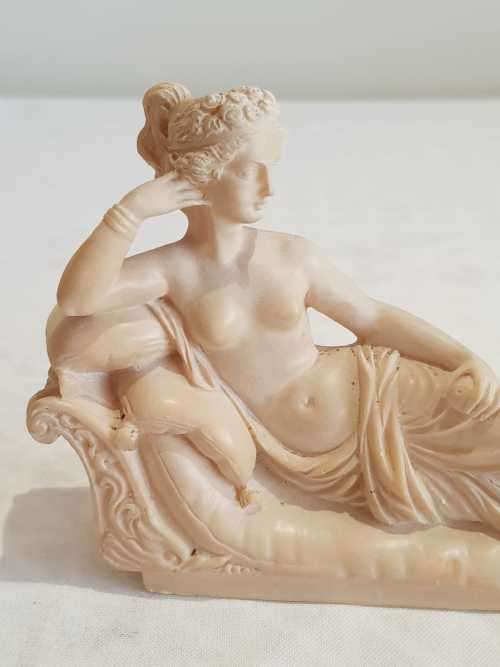 Detailed Gino Ruggeri Neo Classical Alabaster Sculpture of Pauline Bonaparte - Marked