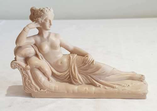 Detailed Gino Ruggeri Neo Classical Alabaster Sculpture of Pauline Bonaparte - Marked
