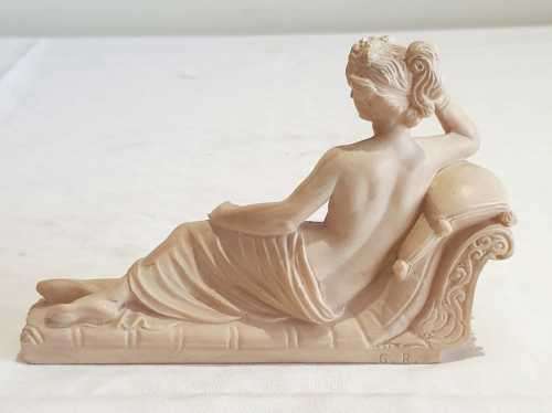 Detailed Gino Ruggeri Neo Classical Alabaster Sculpture of Pauline Bonaparte - Marked