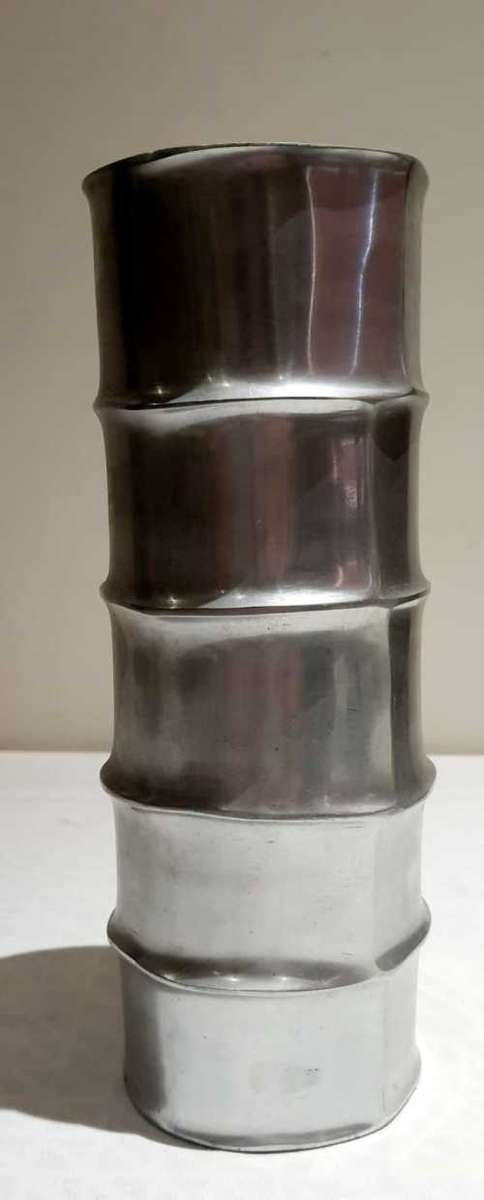 Impressive 28cm Aluminium Vase Shaped Like Bamboo - 2 Available