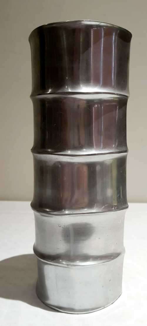 Impressive 28cm Aluminium Vase Shaped Like Bamboo - 2 Available