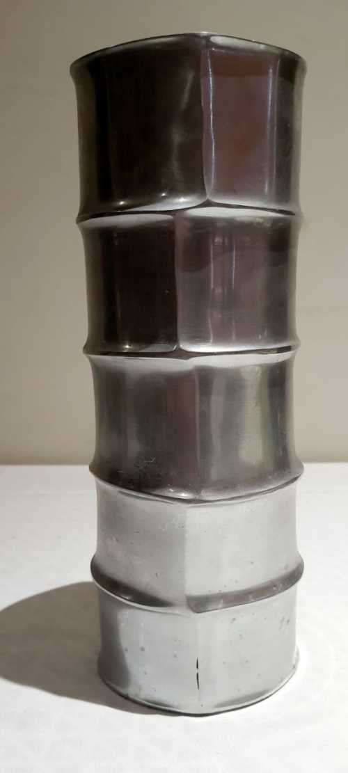 Impressive 28cm Aluminium Vase Shaped Like Bamboo - 2 Available