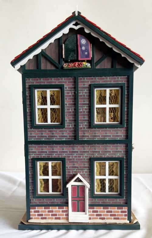 Rare Original Musical Victorian Christmas Doll House with Moving Parts - Works