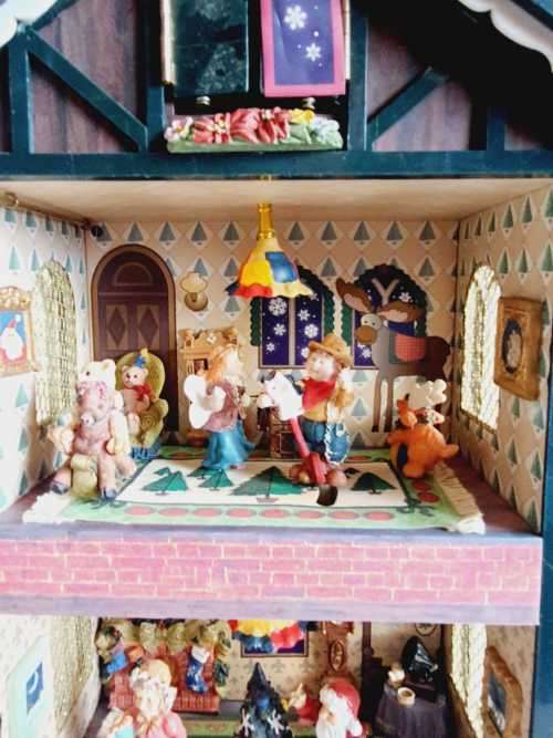 Rare Original Musical Victorian Christmas Doll House with Moving Parts - Works
