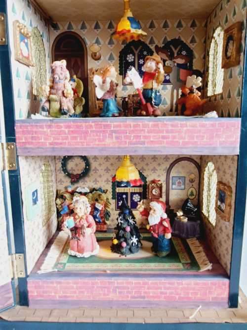 Rare Original Musical Victorian Christmas Doll House with Moving Parts - Works
