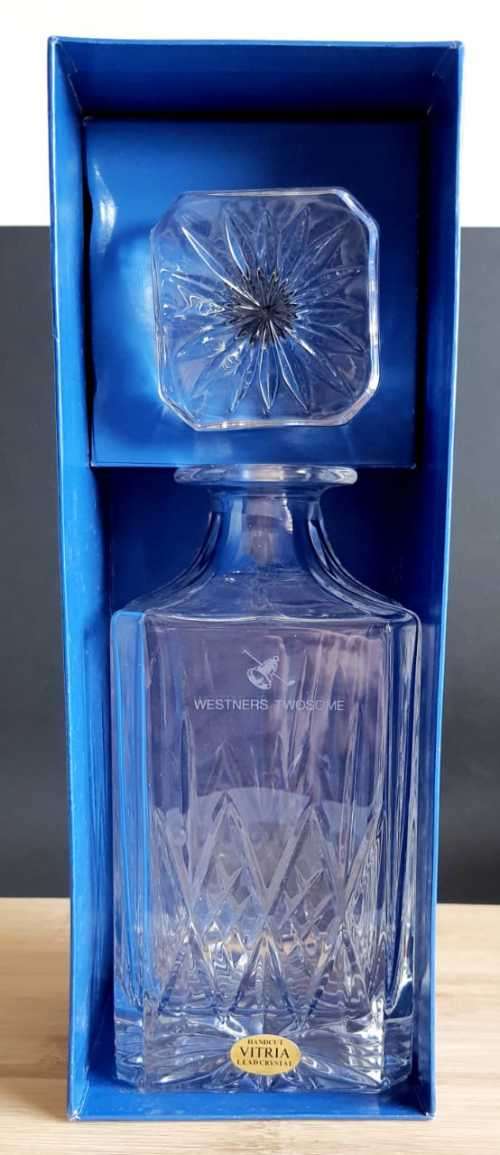Boxed Hand Cut Vitria Lead Crystal Decanter - Marked - Looks Unused