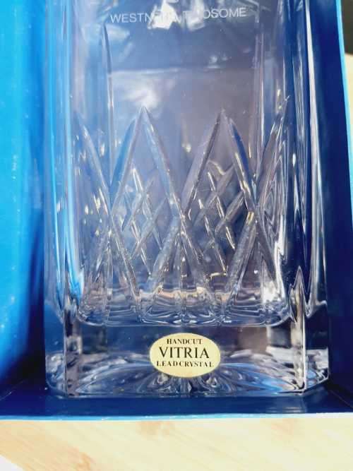 Boxed Hand Cut Vitria Lead Crystal Decanter - Marked - Looks Unused