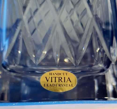 Boxed Hand Cut Vitria Lead Crystal Decanter - Marked - Looks Unused
