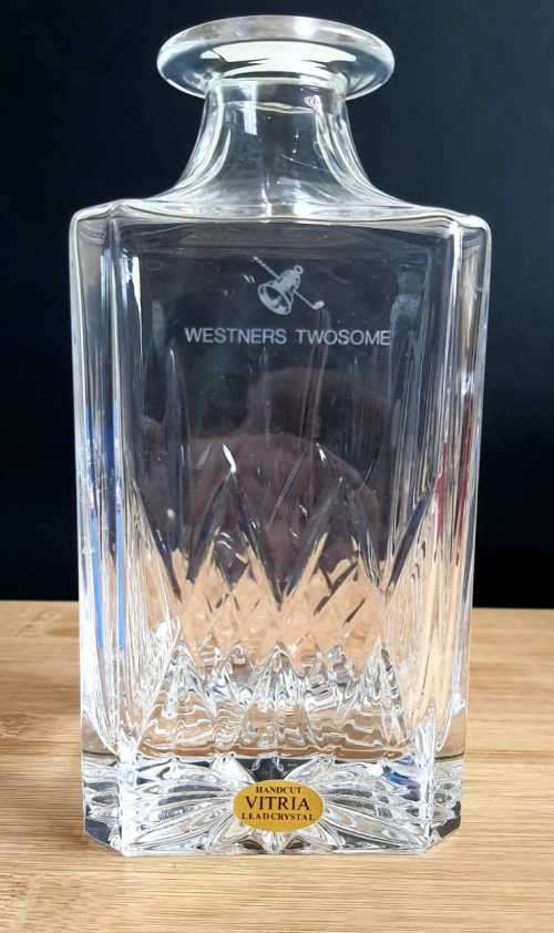 Boxed Hand Cut Vitria Lead Crystal Decanter - Marked - Looks Unused