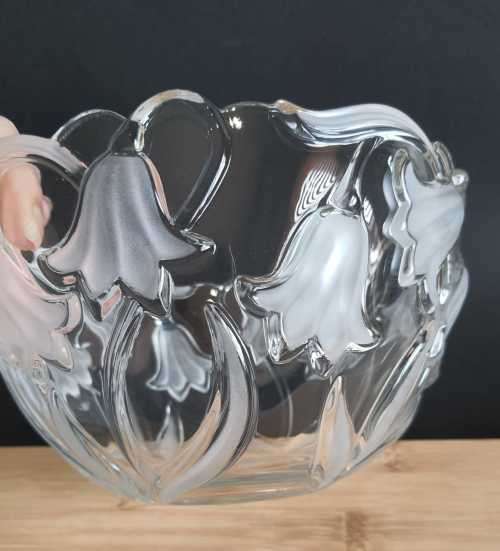 Original Crystal Waltherglas from Germany Art Nouveau Scalloped Salad/Dessert Bowl