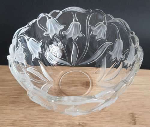 Original Crystal Waltherglas from Germany Art Nouveau Scalloped Salad/Dessert Bowl