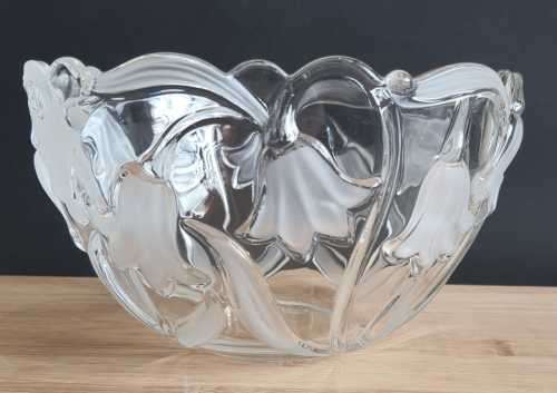 Original Crystal Waltherglas from Germany Art Nouveau Scalloped Salad/Dessert Bowl