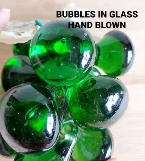 Outstanding Vintage Hand Blown Bunch of Murano Island Large Dark Green Grapes