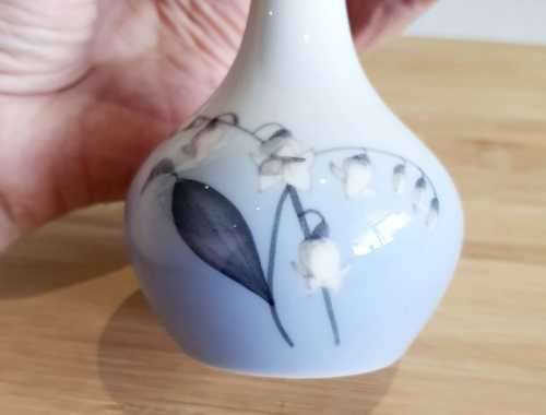 Vintage Bing And Grondahl china Ice Blue and White Snowdrop Single Stem Vase - c.`57 - Marked