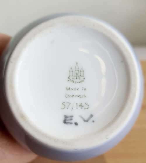 Vintage Bing And Grondahl china Ice Blue and White Snowdrop Single Stem Vase - c.`57 - Marked