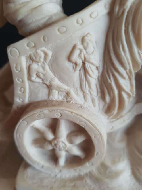 Detailed Large And Heavy A.Santini Sculpture of Horse and Chariot in Full Movement - Marked