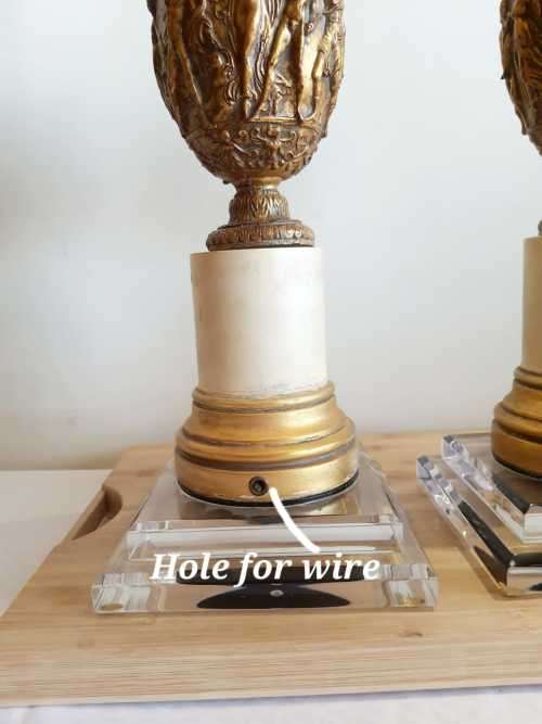 2 Large 55cm Mixed Material Lamp Stands or Centre Pieces with Gilt Detail - Bid per 1