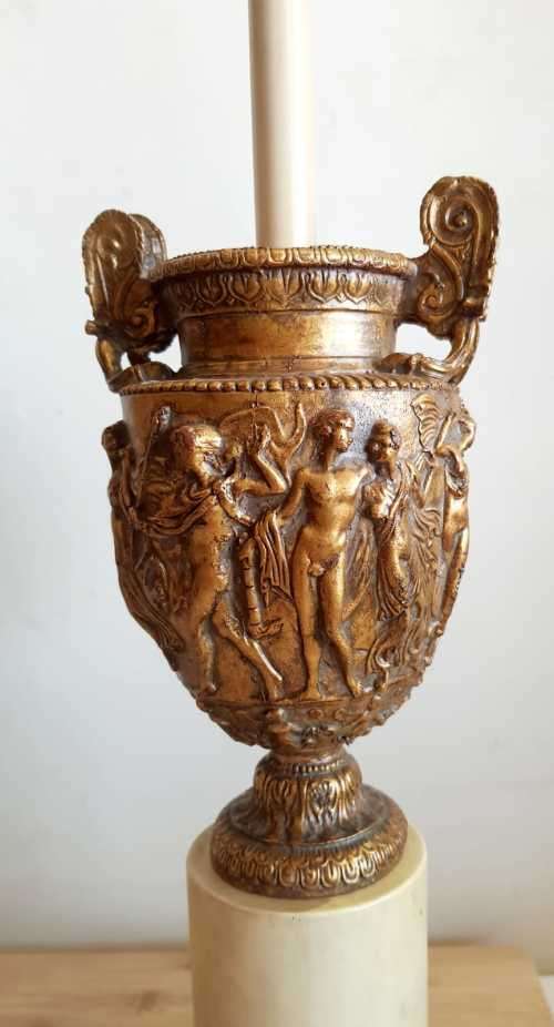 2 Large 55cm Mixed Material Lamp Stands or Centre Pieces with Gilt Detail - Bid per 1